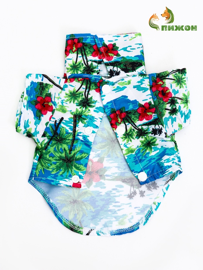 Рубашка для собак «Тропики», размер S, ДС 25, ОГ 35, ОШ 23 см, голубая