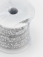 УЦЕНКА Тесьма термоклеевая со стразами и бусинами 10 мм*5±0.5ярд пластик серебряный АУ - Фото 4