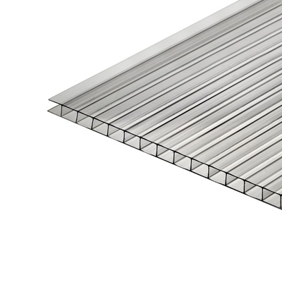 УЦЕНКА Сотовый поликарбонат 4 мм, 2.1×6 м, УФ- защита, 0.42 кг/м², прозрачный