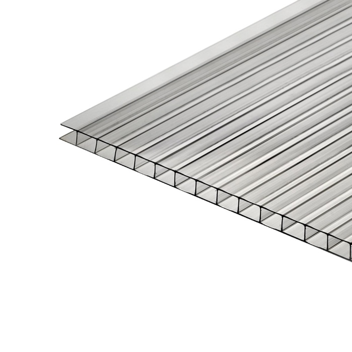 УЦЕНКА Сотовый поликарбонат 4 мм, 2.1×6 м, УФ- защита, 0.42 кг/м², прозрачный - Фото 1
