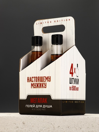Гель для душа «Настоящему мужику», набор 4 шт. × 500 мл, Чистое счастье