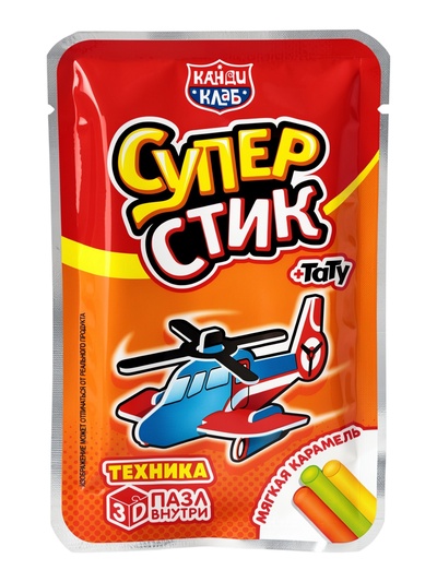 Мягкая карамель «Супер Стик с 3D пазлом», с игрушкой и татуировкой, 5 г