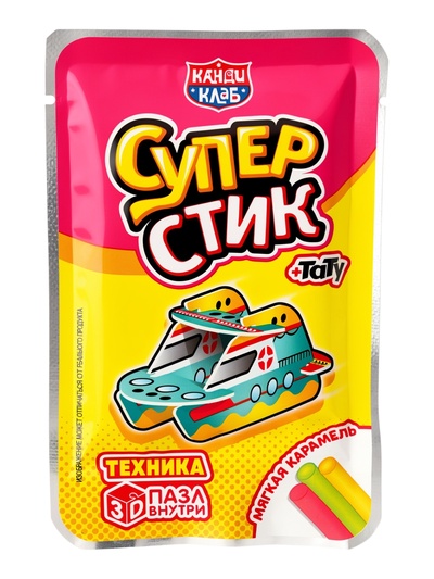 Мягкая карамель «Супер Стик с 3D пазлом», с игрушкой и татуировкой, 5 г