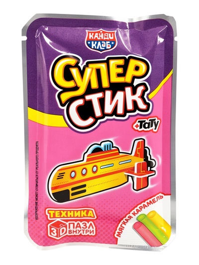 Мягкая карамель «Супер Стик с 3D пазлом», с игрушкой и татуировкой, 5 г