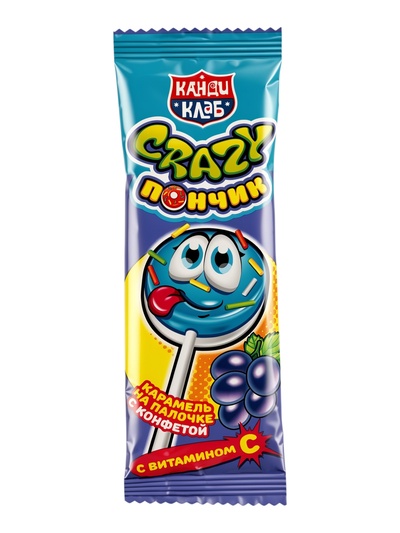 Карамель на палочке «Crazy Пончик», с конфетой, ассорти, 10 г