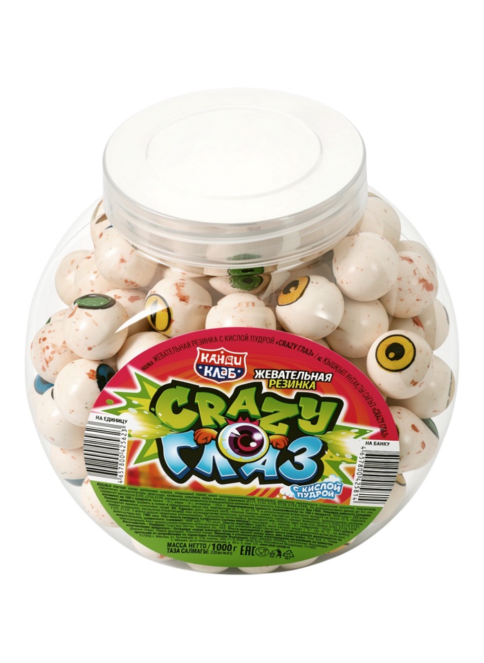 Жевательная резинка «Crazy Глаз», с кислой пудрой, 8 г - Фото 1