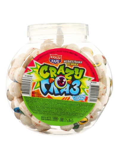 Жевательная резинка «Crazy Глаз», с кислой пудрой, 8 г
