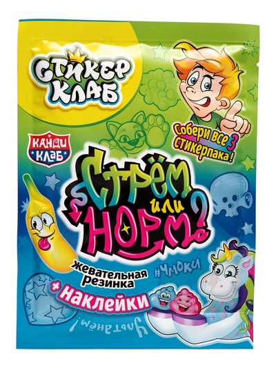 Жевательная резинка «Стикер Клаб: Стрем или Норм?», с наклейками, 3 г