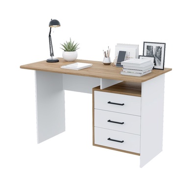 УЦЕНКА Стол компьютерный Лайт с тумбой , 1200х750х600, Дуб золотой/белый