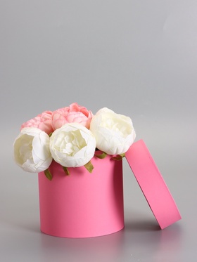 Коробка подарочная круглая, шляпная, розовая, 15×15 см