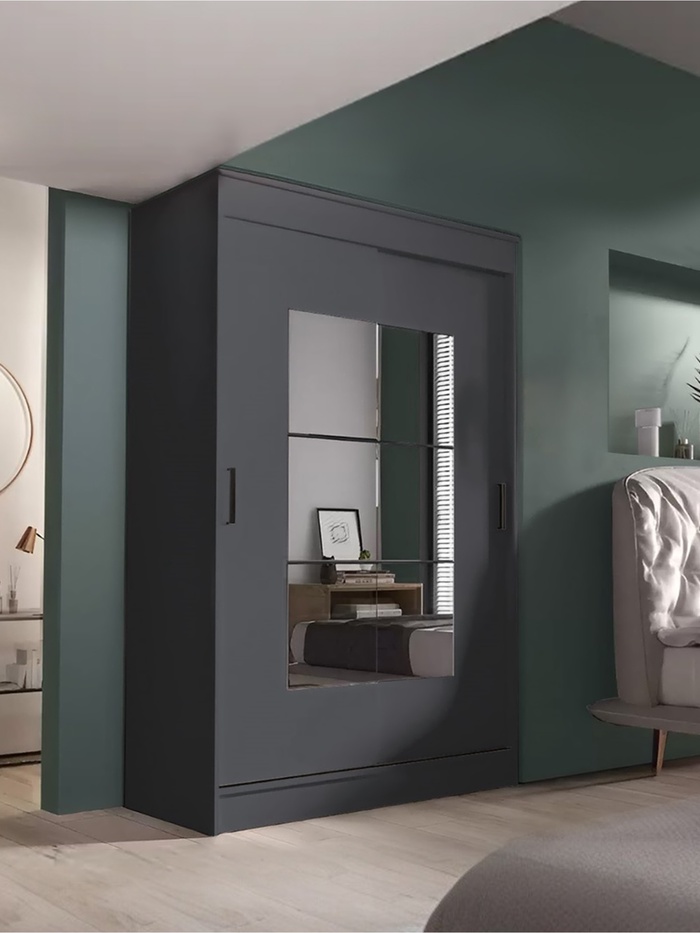 УЦЕНКА Шкаф-купе «Элегант 1», 1260×2000×590 мм, серый графит - Фото 1