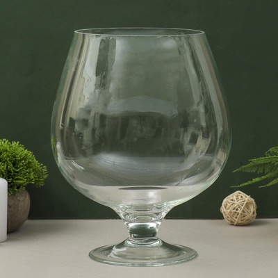 УЦЕНКА Ваза "Бренди" бокал на ножке d-17.5см, h-29х23,5см, 7л 2073 прозрачная