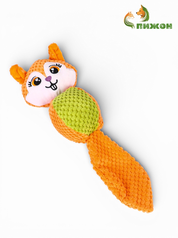 Мягкая игрушка для собак «Белка», 36 см, с пищалкой, оранжевая