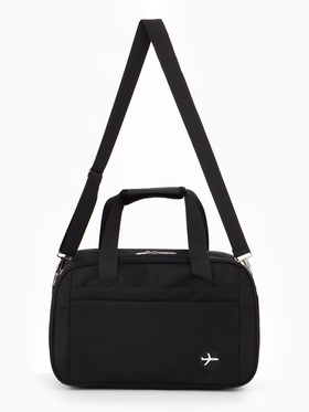 Сумка дорожная, однотонная, наружный карман, регулирующийся ремень, 39×20×25 см, чёрная