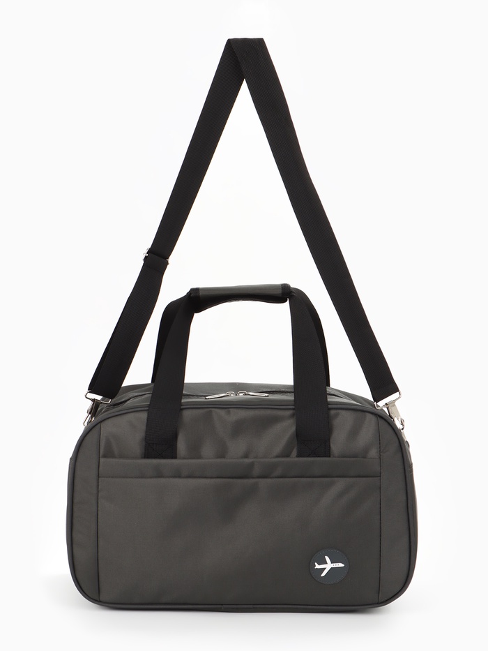 Сумка дорожная, однотонная, наружный карман, регулирующийся ремень, 39×20×25 см, серая
