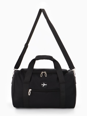 Сумка дорожная «Самолёт», 1 карман, регулирующийся ремень, 39×20×25 см, чёрная