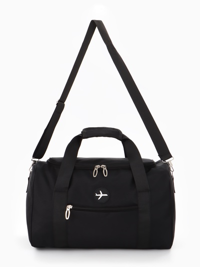 Сумка дорожная «Самолёт», 1 карман, регулирующийся ремень, 39×20×25 см, чёрная