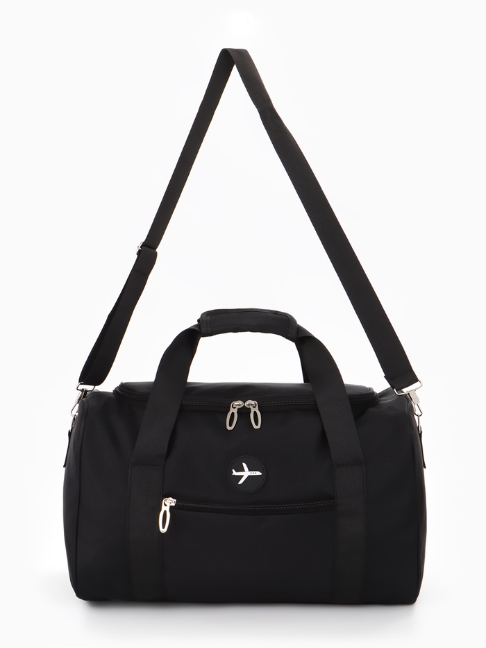 Сумка дорожная «Самолёт», 1 карман, регулирующийся ремень, 39×20×25 см, чёрная