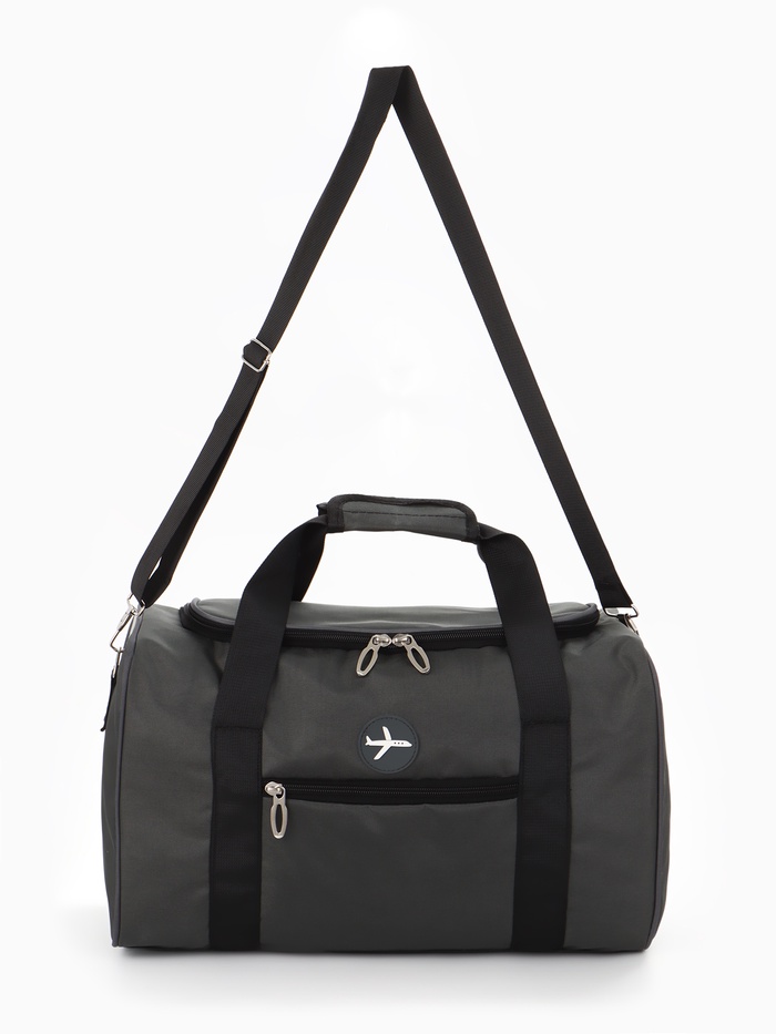 Сумка дорожная «Самолёт», 1 карман, регулирующийся ремень, 39×20×25 см, серая