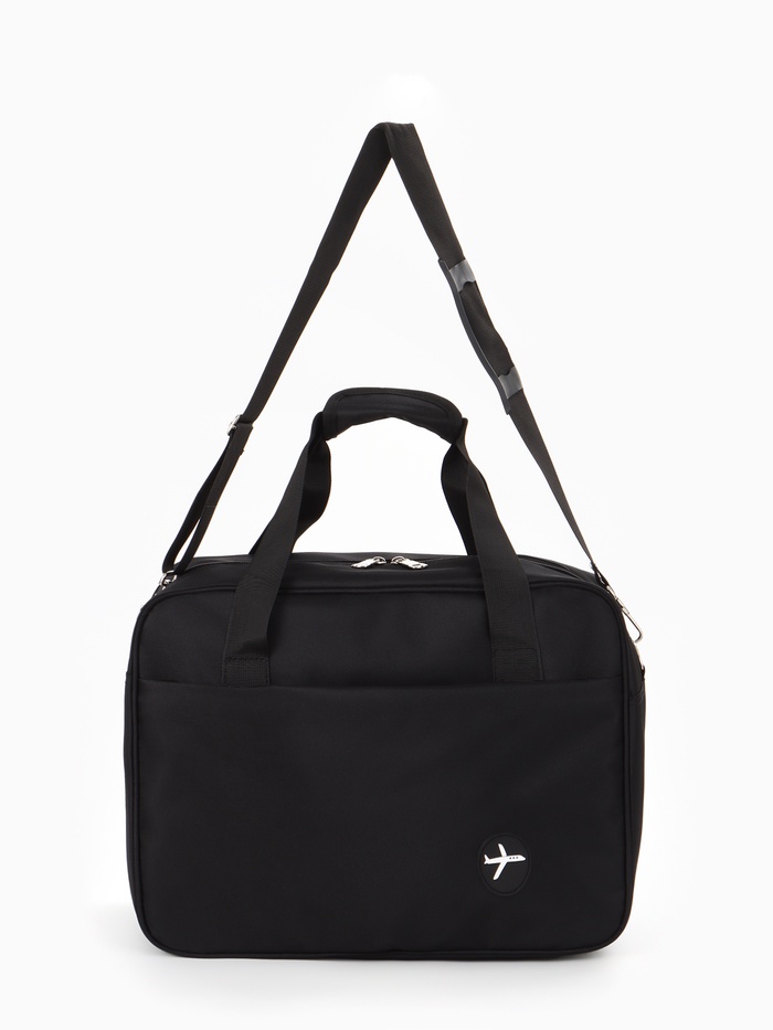 Сумка дорожная «Полёт», наружный карман, длинный ремень, 30×20×40 см, чёрная