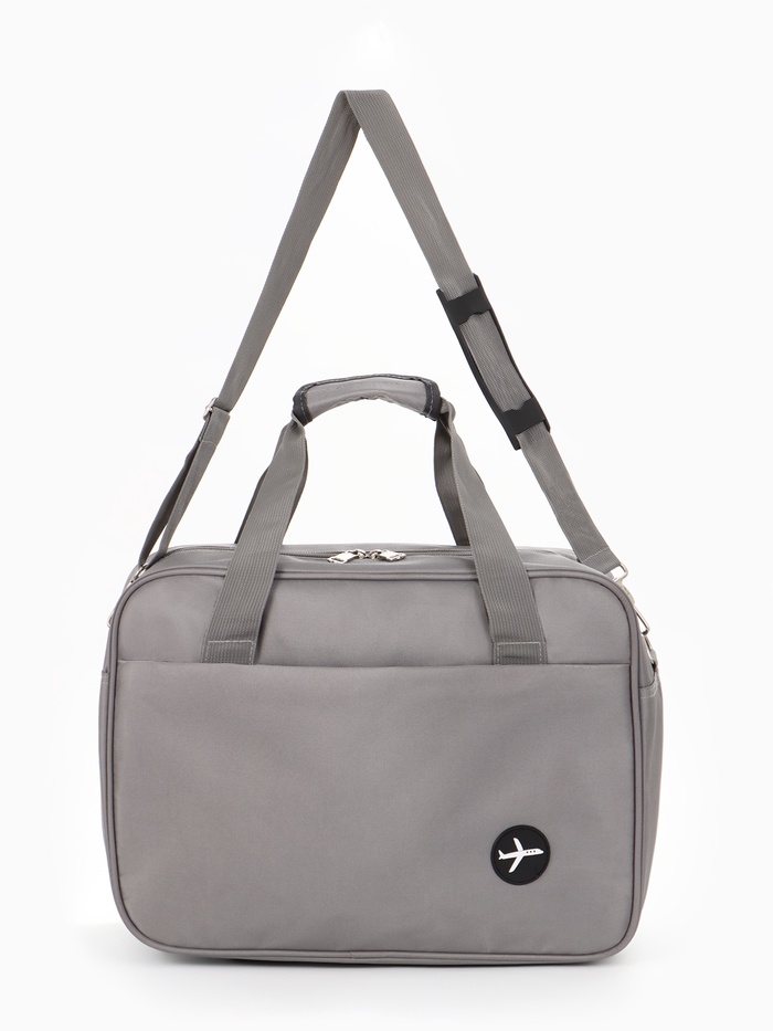 Сумка дорожная «Полёт», наружный карман, длинный ремень, 30×20×40 см, серая