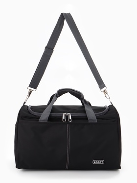 Сумка спортивная, 1 карман, длинный ремень, 43×26×26 см, чёрная