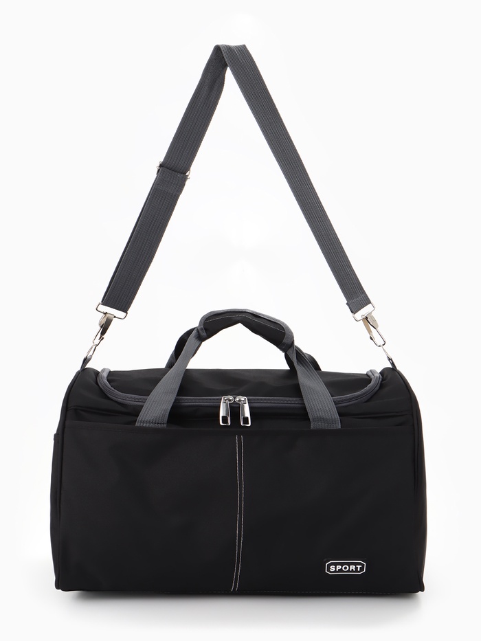 Сумка спортивная, 1 карман, длинный ремень, 43×26×26 см, чёрная - Фото 1