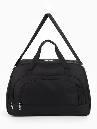 Сумка дорожная, 2 кармана, длинный ремень, 53×23×34 см, чёрная