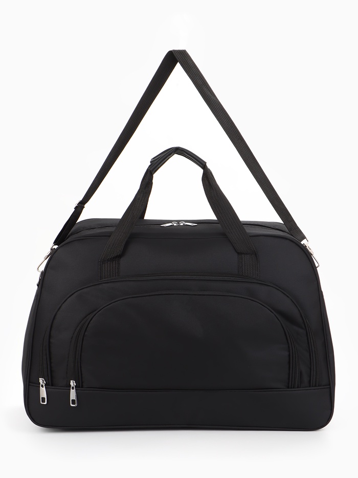 Сумка дорожная, 2 кармана, длинный ремень, 53×23×34 см, чёрная