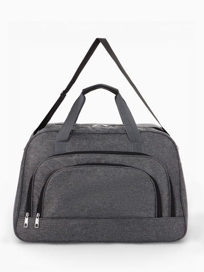 Сумка дорожная, 2 кармана, длинный ремень, 53×23×34 см, серая