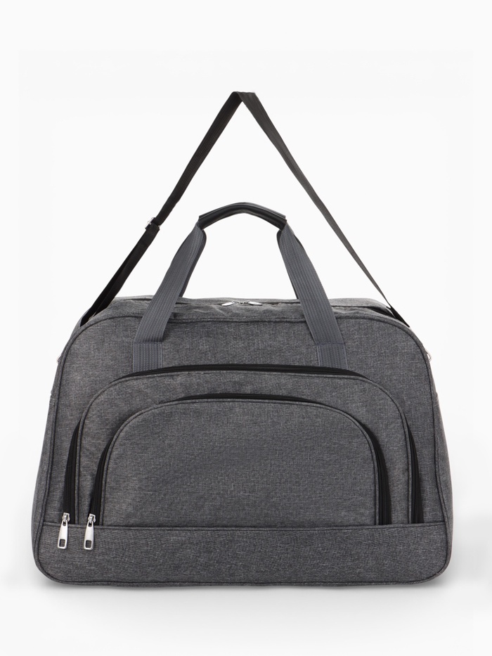 Сумка дорожная, 2 кармана, длинный ремень, 53×23×34 см, серая