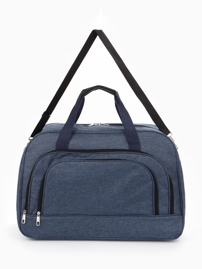 Сумка дорожная, 2 кармана, длинный ремень, 53×23×34 см, синяя