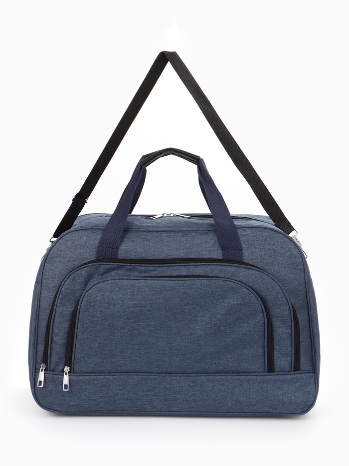 Сумка дорожная, 2 кармана, длинный ремень, 53×23×34 см, синяя