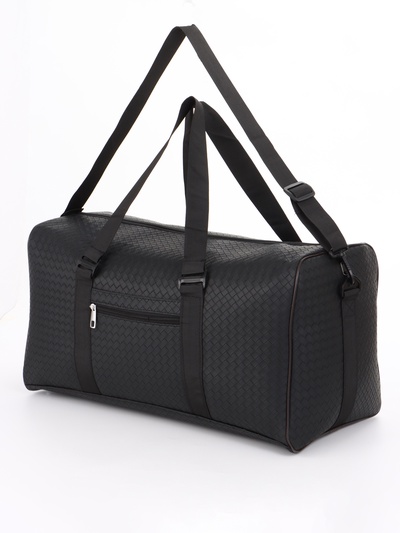 Сумка дорожная, искусственная кожа, 2 кармана, длинный ремень, 54×26×29 см, чёрная