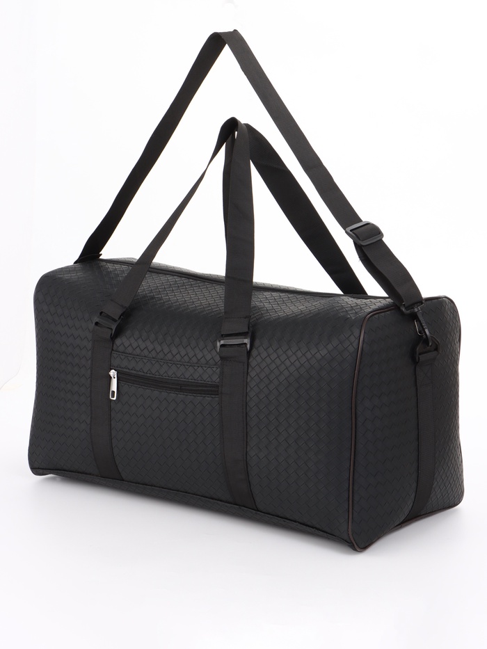 Сумка дорожная, искусственная кожа, 2 кармана, длинный ремень, 54×26×29 см, чёрная