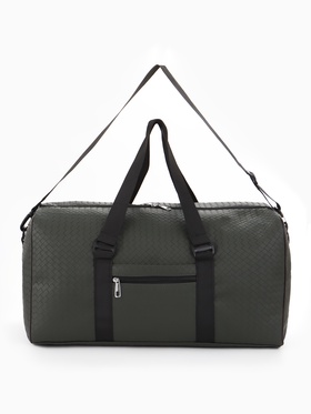 Сумка дорожная, искусственная кожа, 2 кармана, длинный ремень, 54×26×29 см, зелёная