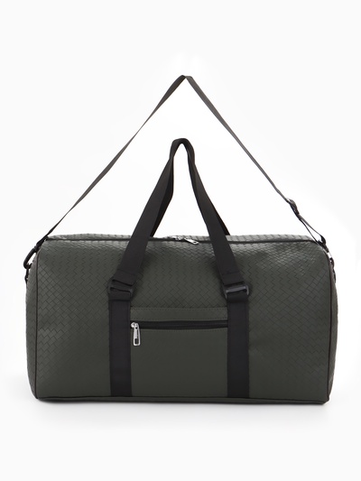 Сумка дорожная, искусственная кожа, 2 кармана, длинный ремень, 54×26×29 см, зелёная