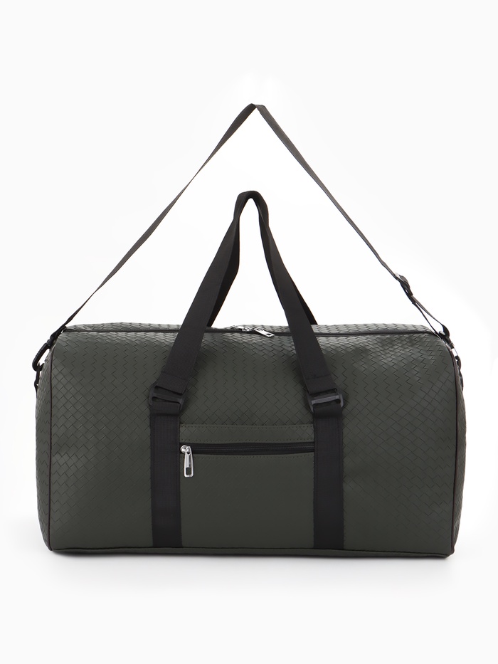 Сумка дорожная, искусственная кожа, 2 кармана, длинный ремень, 54×26×29 см, зелёная