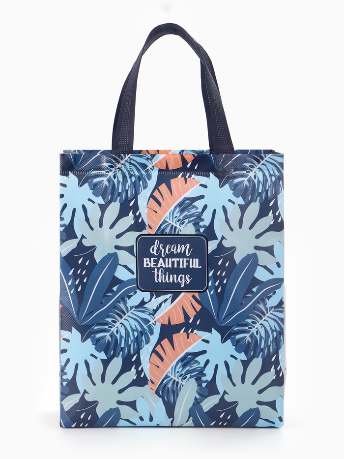 Сумка хозяйственная «Джунгли», без застёжки, 26×11×32 см, синяя