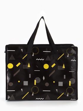 Сумка хозяйственная «Геометрия», на молнии, 40×15×30 см, чёрная