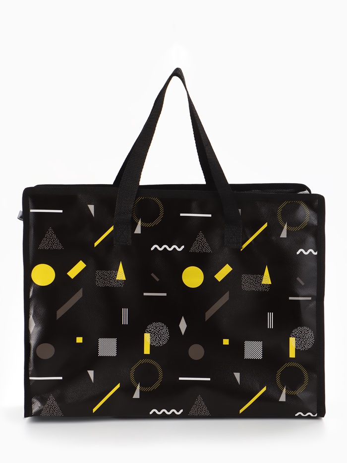 Сумка хозяйственная «Геометрия», на молнии, 40×15×30 см, чёрная