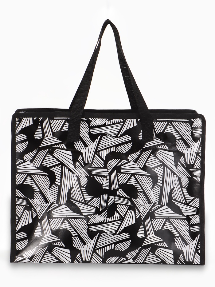 Сумка хозяйственная «Абстракция», на молнии, 40×15×30 см, чёрная