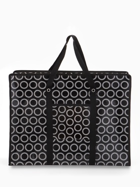 Сумка хозяйственная «Кружочки», на молнии, 60×20×45 см, наружный карман, чёрная