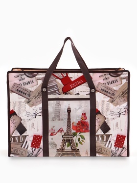 Сумка хозяйственная «Париж», на молнии, 60×20×43 см, наружный карман, разноцветная
