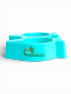 Миска двойная «Рыбы», 2×250 мл, фигурная, пластик, голубая  (артикул 10951629)  большой выбор товаров оптом и в розницу по низким ценам с доставкой