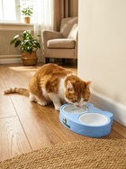 Миска пластиковая двойная "Киса" 2 х 160 мл, голубая - фото 69175185