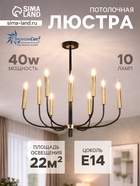 Люстра ЭкономСвет 10275/10, 10×40 Вт, E14, 65×65×45-110 см, основание чёрное - Фото 1
