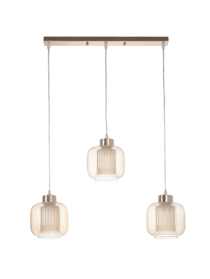 Светильник подвесной ЭкономСвет 10298/3GD, 3×40 Вт, E27, 61×15×18×70 см, золотой, янтарный - Фото 1