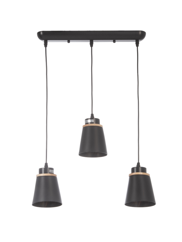 Светильник подвесной ЭкономСвет 30136/3L BK, 3×40 Вт, E27, 84.5×12×20-90 см, чёрный - Фото 1