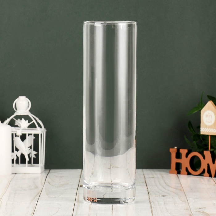 УЦЕНКА Ваза "Флора" d-7.5см; h=26,5 см (толщина стекла 2,2 мм) прозрачная - Фото 1